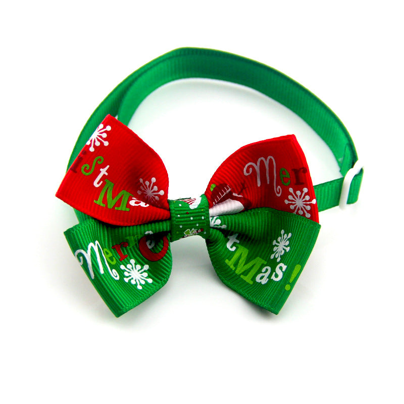 Festive Pet Bow Tie Collar - Adjustable Christmas Accessory for Dogs and Cats
