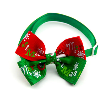 Festive Pet Bow Tie Collar - Adjustable Christmas Accessory for Dogs and Cats