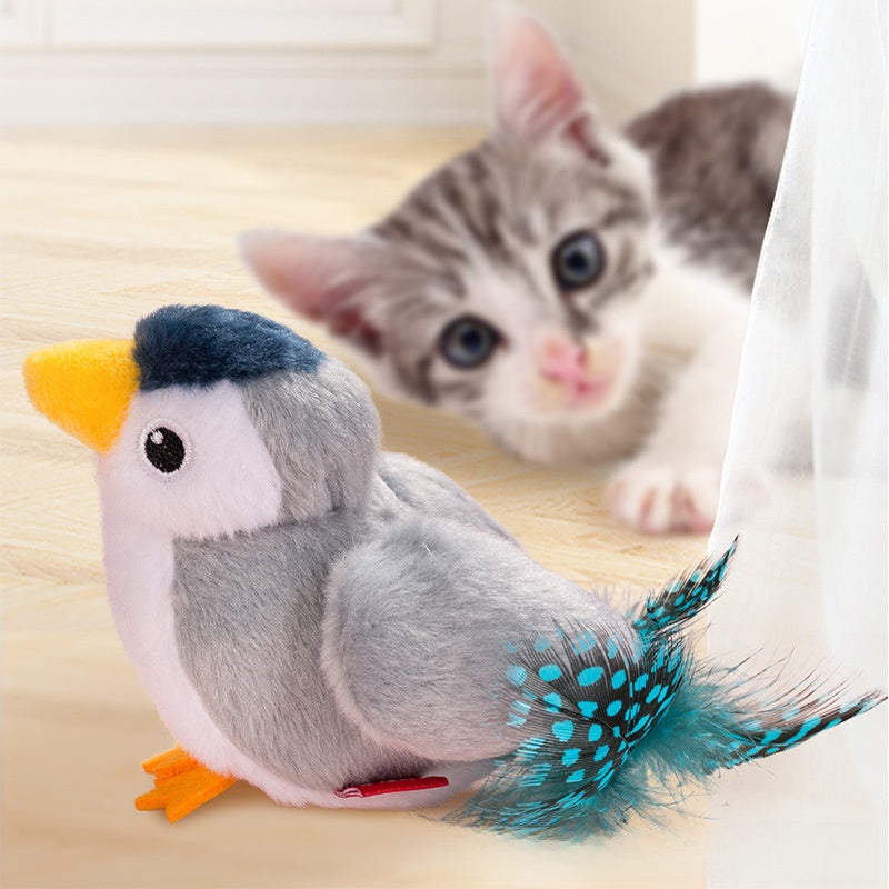Interactive Plush Bird Cat Toy - Sounding Starling Toy for Play, Exercise & Entertainment