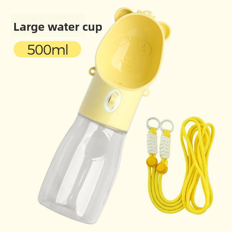 Portable Pet Water Bottle with Food Cup & Strap ? Leak-Proof Travel Dispenser for Dogs & Cats | Outdoor Walking Hydration Bottle