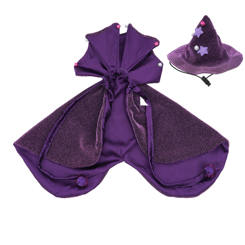 Halloween Pet Wizard Cloak & Hat – Funny Witch Costume for Cats & Small Dogs