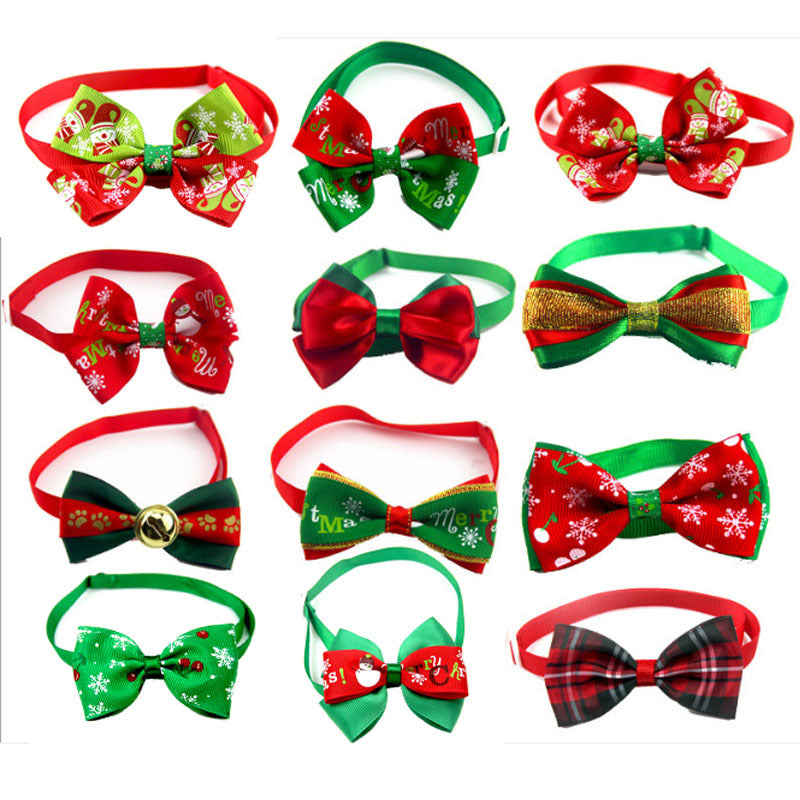 Festive Pet Bow Tie Collar ? Adjustable Christmas Accessory for Dogs and Cats