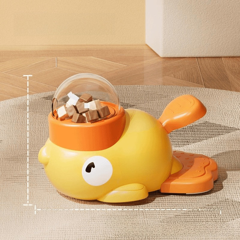 Interactive Duck-Shaped Pet Food Dispenser Toy for Cats & Dogs