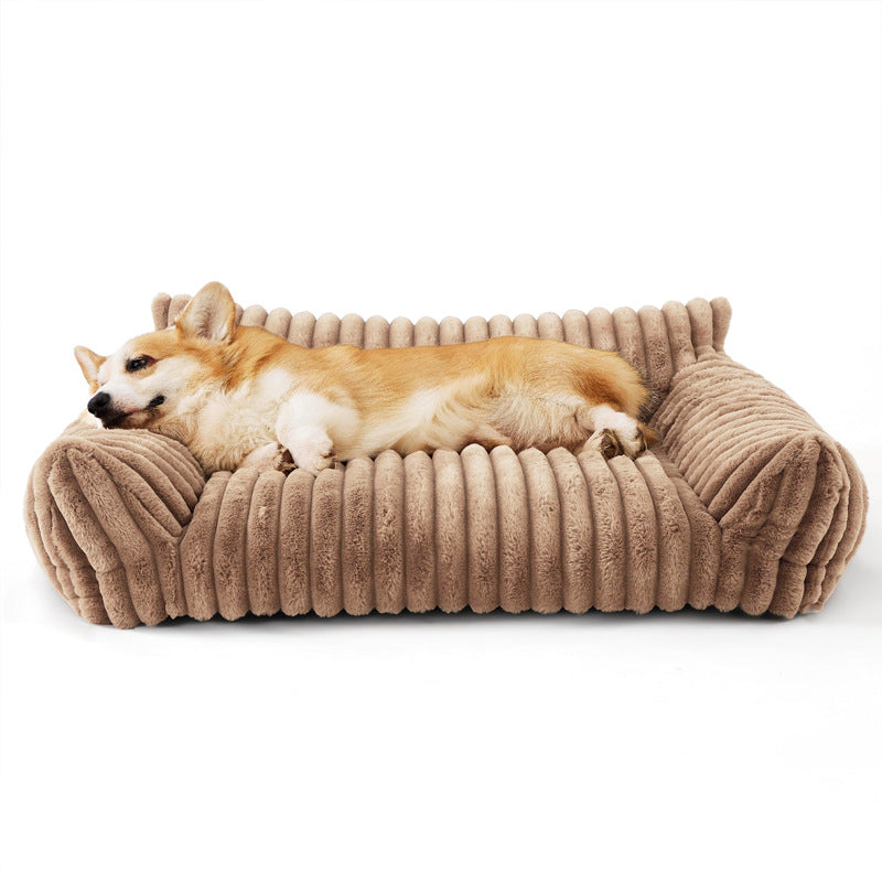 Removable Washable Plush Cat Bed - Soft Cozy Pet Sofa for Cats & Small Dogs