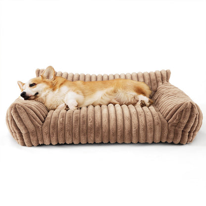Removable Washable Plush Cat Bed - Soft Cozy Pet Sofa for Cats & Small Dogs