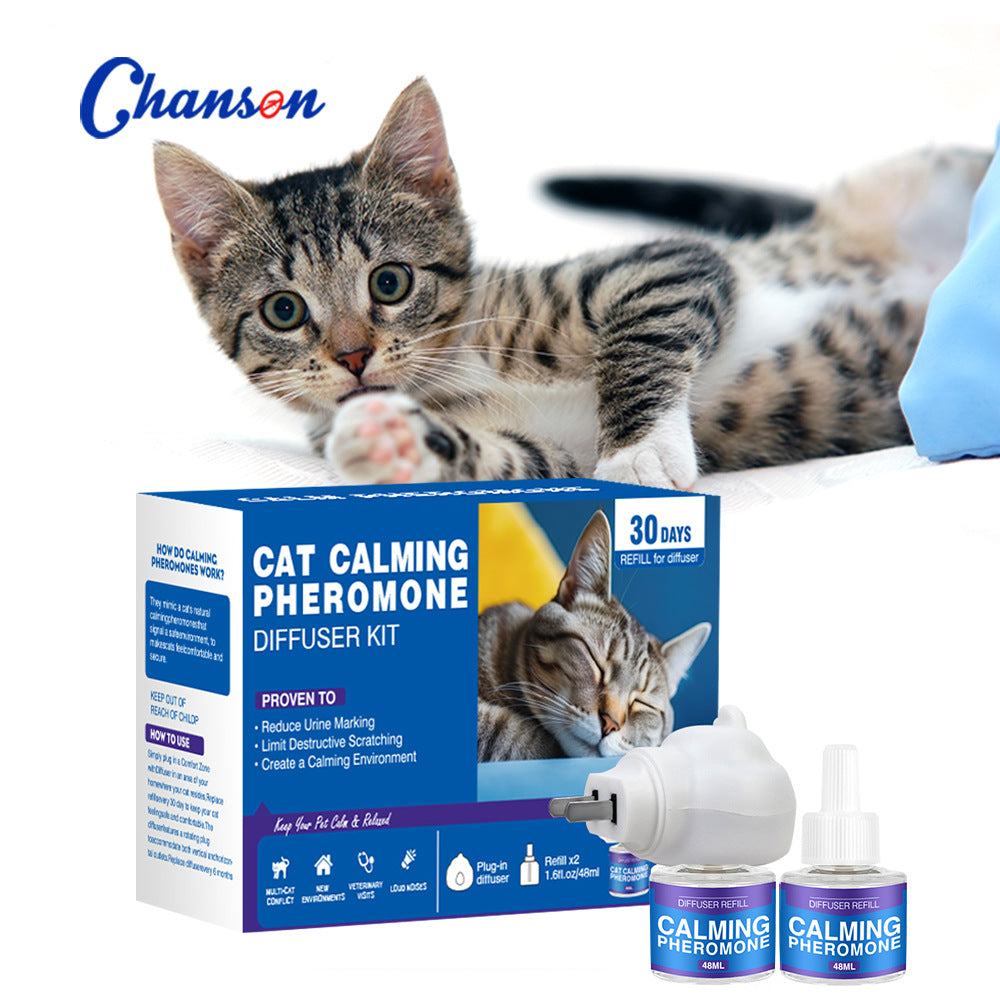 Cat Calming Pheromone Diffuser Kit ? Anti-Stress & Anxiety Relief Plug-In for Cats and Dogs with Refill Options
