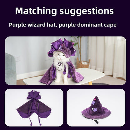 Halloween Pet Wizard Cloak & Hat – Funny Witch Costume for Cats & Small Dogs