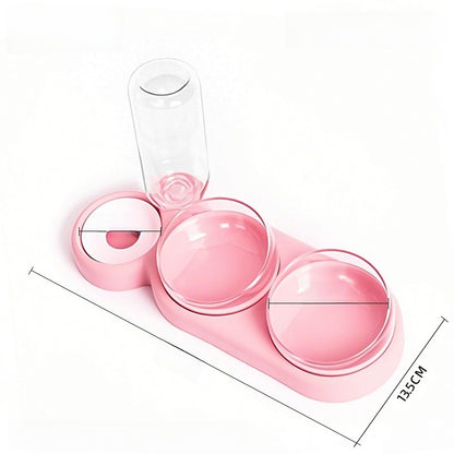 Double Pet Food and Water Bowl - Automatic Feeder with Water Dispenser for Pets