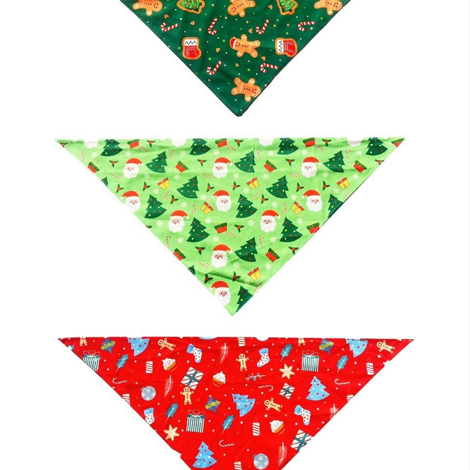 Christmas Pet Bandana Scarf with Cartoon Print ? Holiday Triangle Bib for Cats and Dogs
