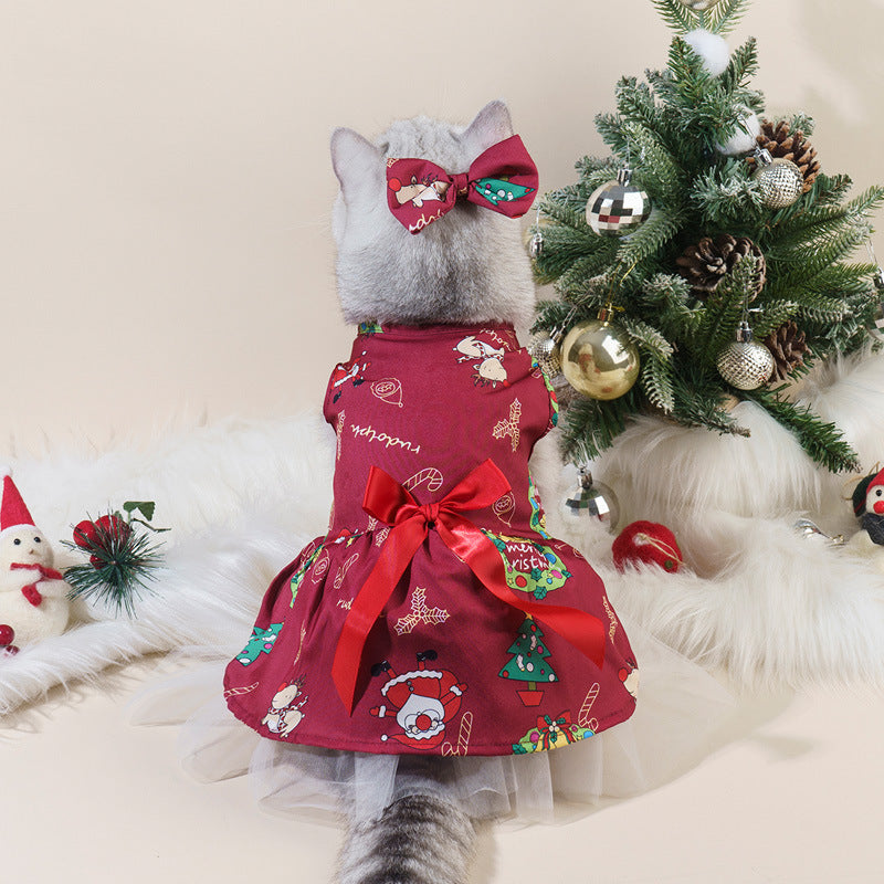 Halloween Pet Dog Dress with Pumpkin Print | Cute Cat & Dog Bat Skirt Costume