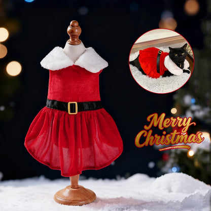 Pet Cat Christmas Dress Cute Santa Claus Outfits for Small Medium Cats Dogs Skirt Festival Dress Up