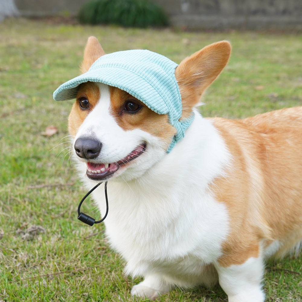 Corduroy Pet Sun Hat for Dogs ? Adjustable Summer Cap for Small & Medium Breeds