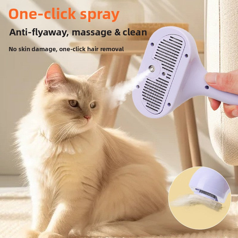 Pet Spray Hair Removal Comb - Easy One-Click Cleaning Brush for Cats & Dogs