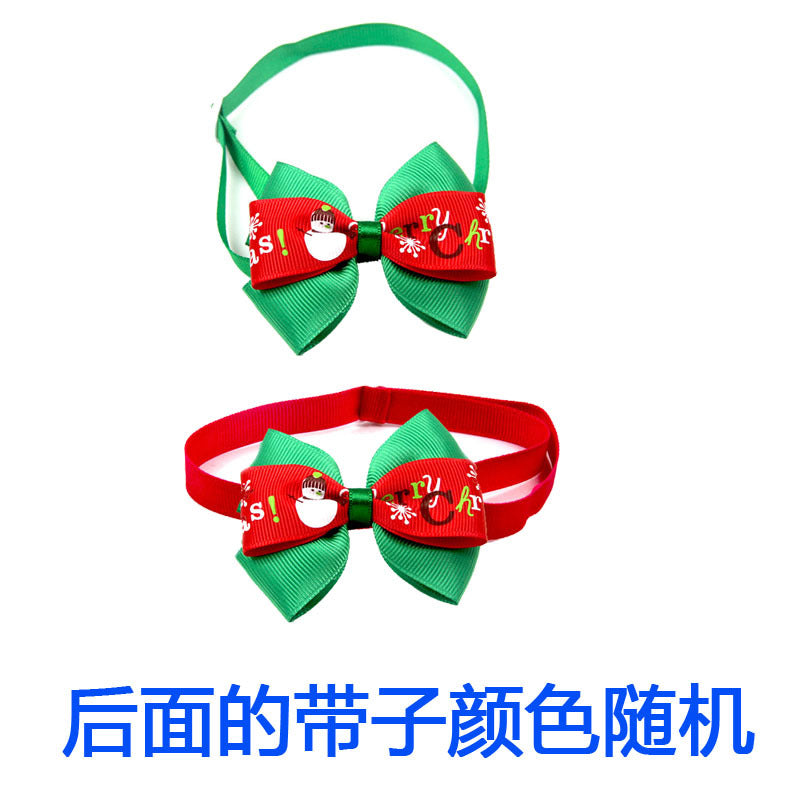 Festive Pet Bow Tie Collar - Adjustable Christmas Accessory for Dogs and Cats