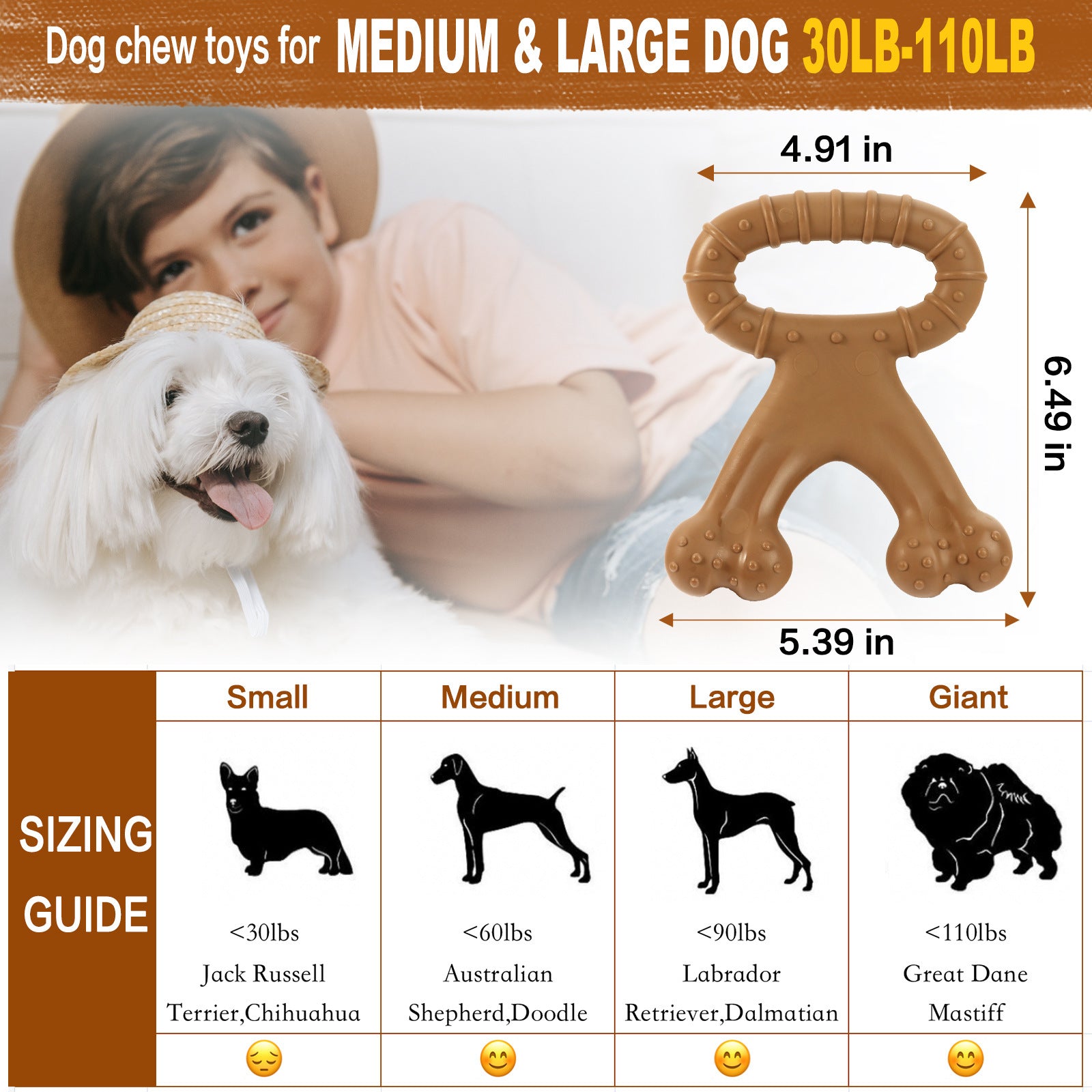Durable Nylon Dog Chew Toy – Beef Flavor Bone for Aggressive Chewers