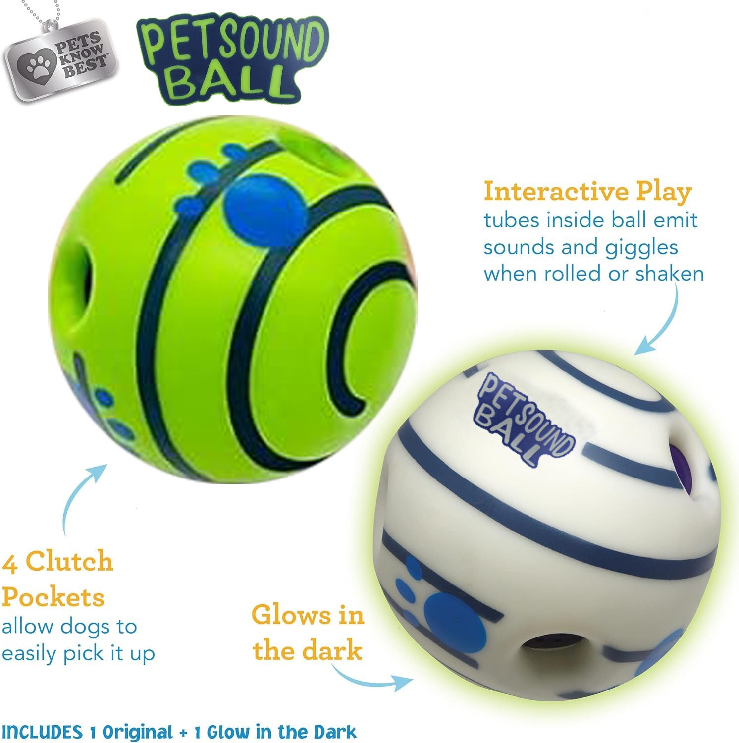 Interactive Sound-Making Dog Ball Toy ? Durable Chew Toy for Pets, Glow in the Dark & Giggle Noise Play Ball
