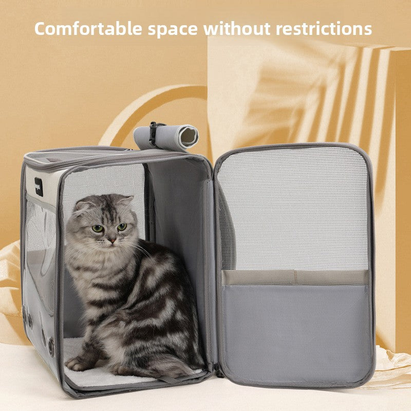 Ventilated Pet Travel Backpack Carrier for Cats & Dogs ? Portable Transparent Pet Bag with Breathable Mesh & Shoulder Straps