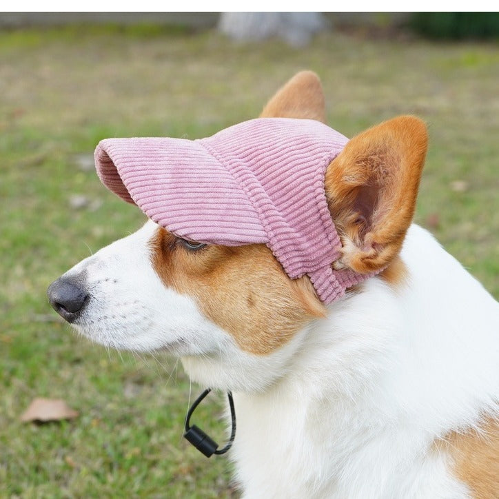 Corduroy Pet Sun Hat for Dogs ? Adjustable Summer Cap for Small & Medium Breeds