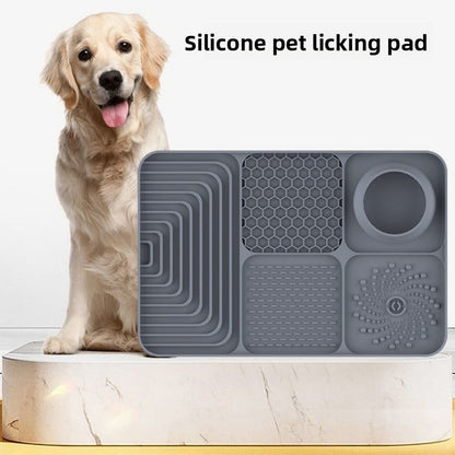 Silicone Pet Lick Mat - Slow Feeder Tray with Suction for Dogs & Cats, Anti-Choking Design