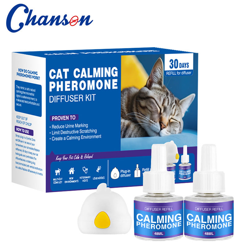 Cat Calming Pheromone Diffuser Kit ? Anti-Stress & Anxiety Relief Plug-In for Cats and Dogs with Refill Options