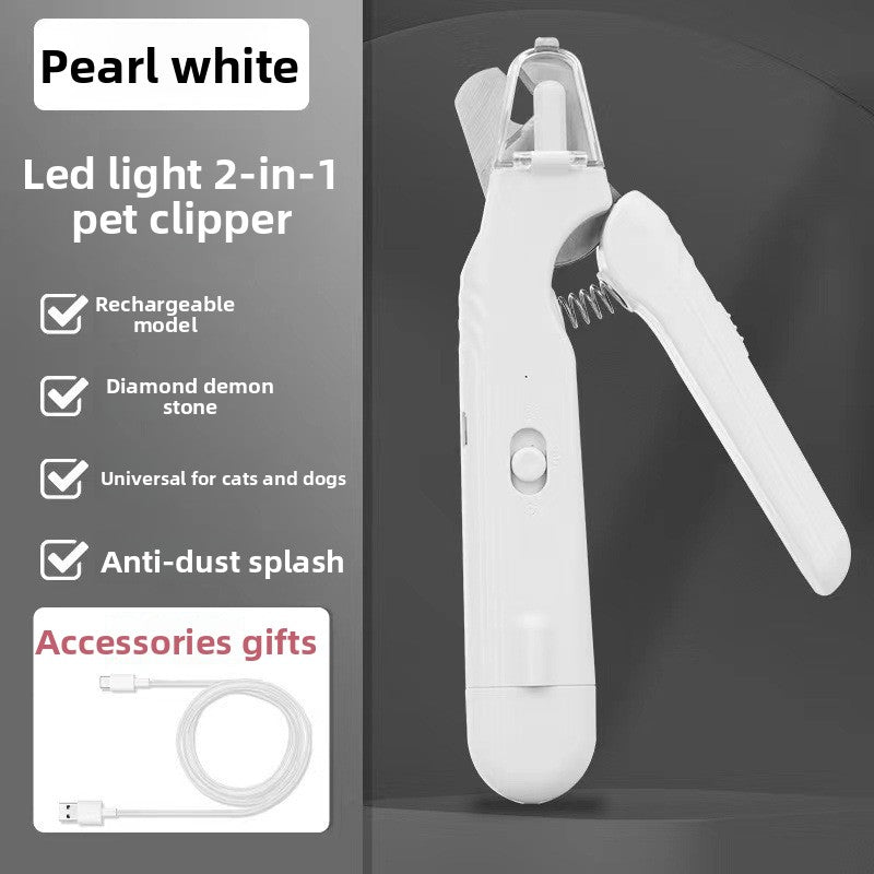 2-in-1 Electric Pet Nail Clipper & Grinder ? LED Light, USB Rechargeable, Low Noise