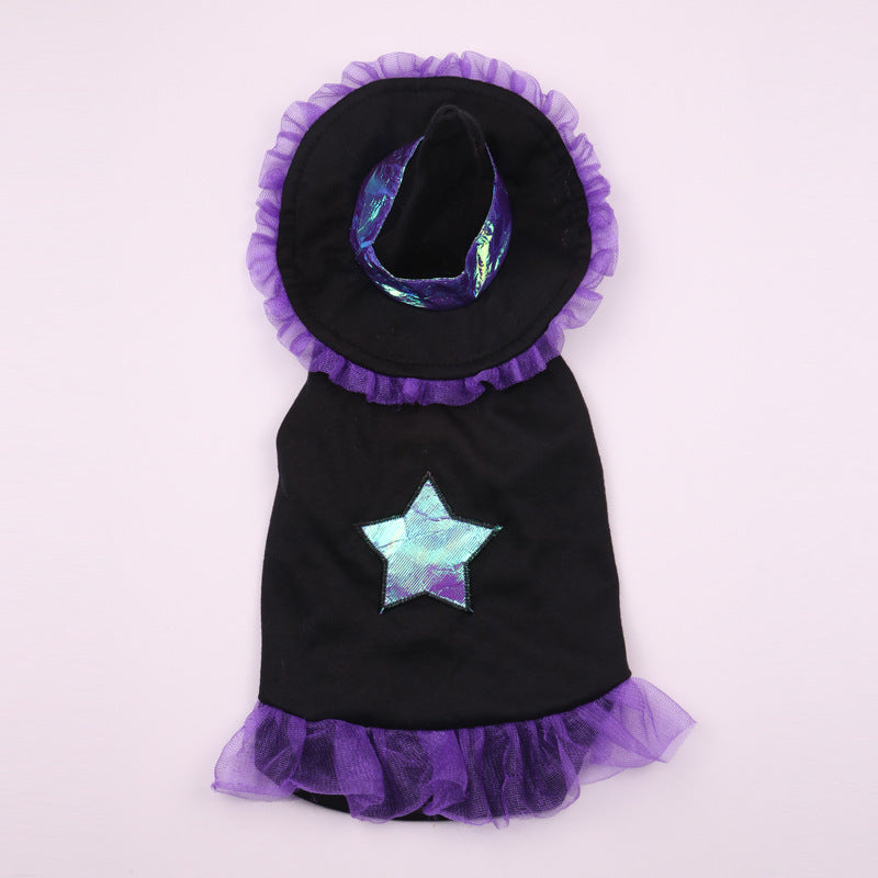 Wizard Pet Costume for Dogs & Cats | Halloween Witch Outfit with Hat