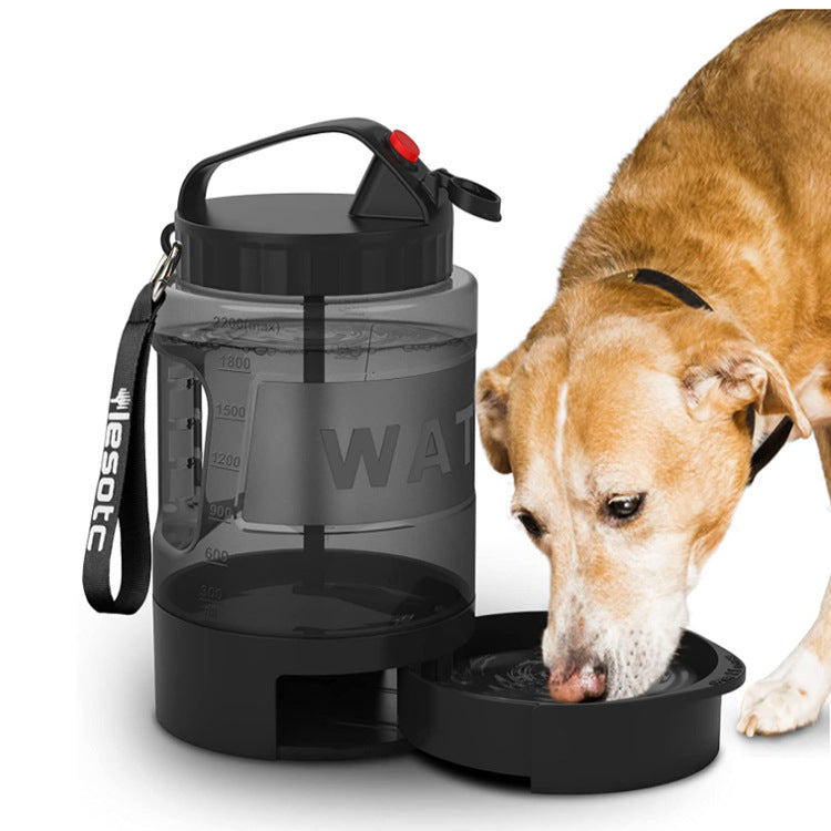 Portable Pet Water Bottle 2.2L - Large Capacity Outdoor Drinking Kettle with Bowl Attachment