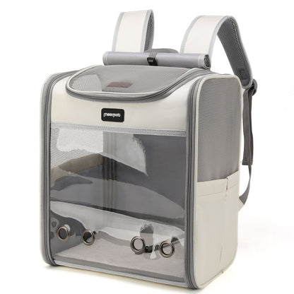 Ventilated Pet Travel Backpack Carrier for Cats & Dogs - Transparent Pet Bag with Breathable Mesh