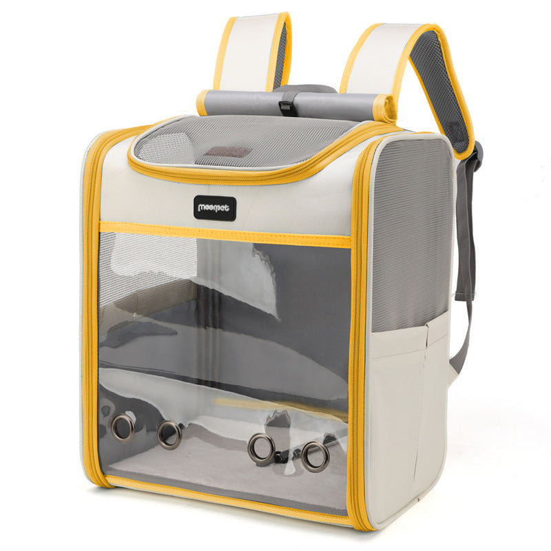 Ventilated Pet Travel Backpack Carrier for Cats & Dogs ? Portable Transparent Pet Bag with Breathable Mesh & Shoulder Straps