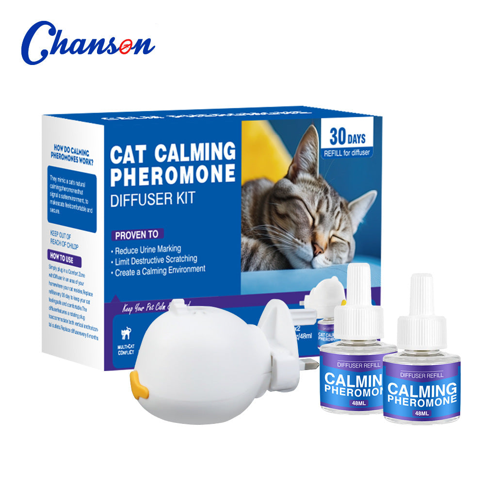 Cat Calming Pheromone Diffuser Kit ? Anti-Stress & Anxiety Relief Plug-In for Cats and Dogs with Refill Options