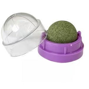 Rotating Catnip Ball Toy - Interactive Wall-Mounted Cat Treat for Play, Licking & Fun