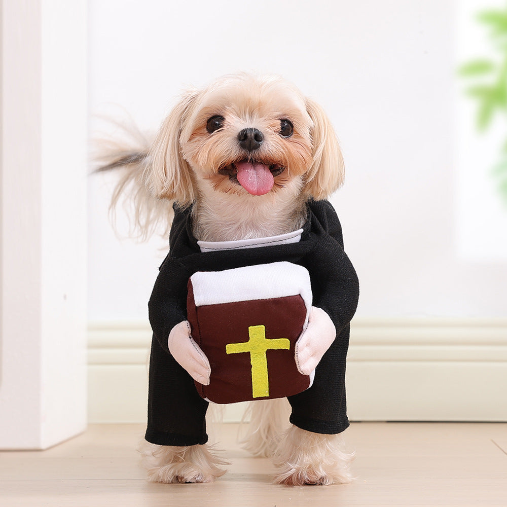Funny Killer Pet Costume – Halloween Outfit for Dogs & Cats with Knife Prop