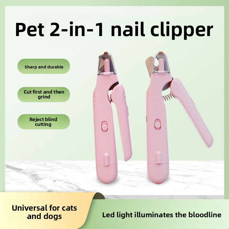 2-in-1 Electric Pet Nail Clipper & Grinder ? LED Light, USB Rechargeable, Low Noise