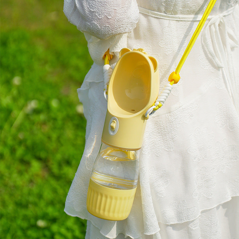 Portable Pet Water Bottle with Food Cup - Leak-Proof Travel Dispenser for Dogs & Cats