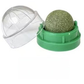 Rotating Catnip Ball Toy - Interactive Wall-Mounted Cat Treat for Play, Licking & Fun