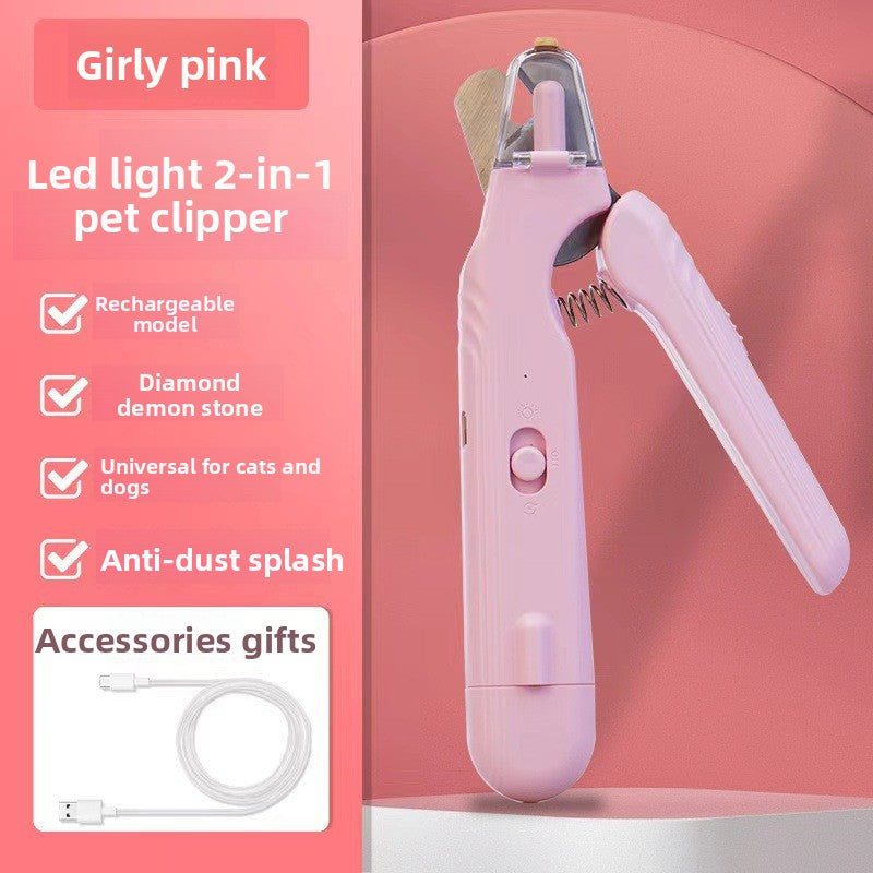 2-in-1 Electric Pet Nail Clipper & Grinder ? LED Light, USB Rechargeable, Low Noise