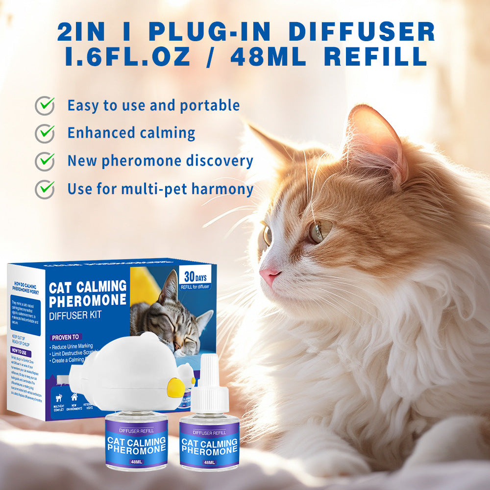 Cat Calming Pheromone Diffuser Kit ? Anti-Stress & Anxiety Relief Plug-In for Cats and Dogs with Refill Options