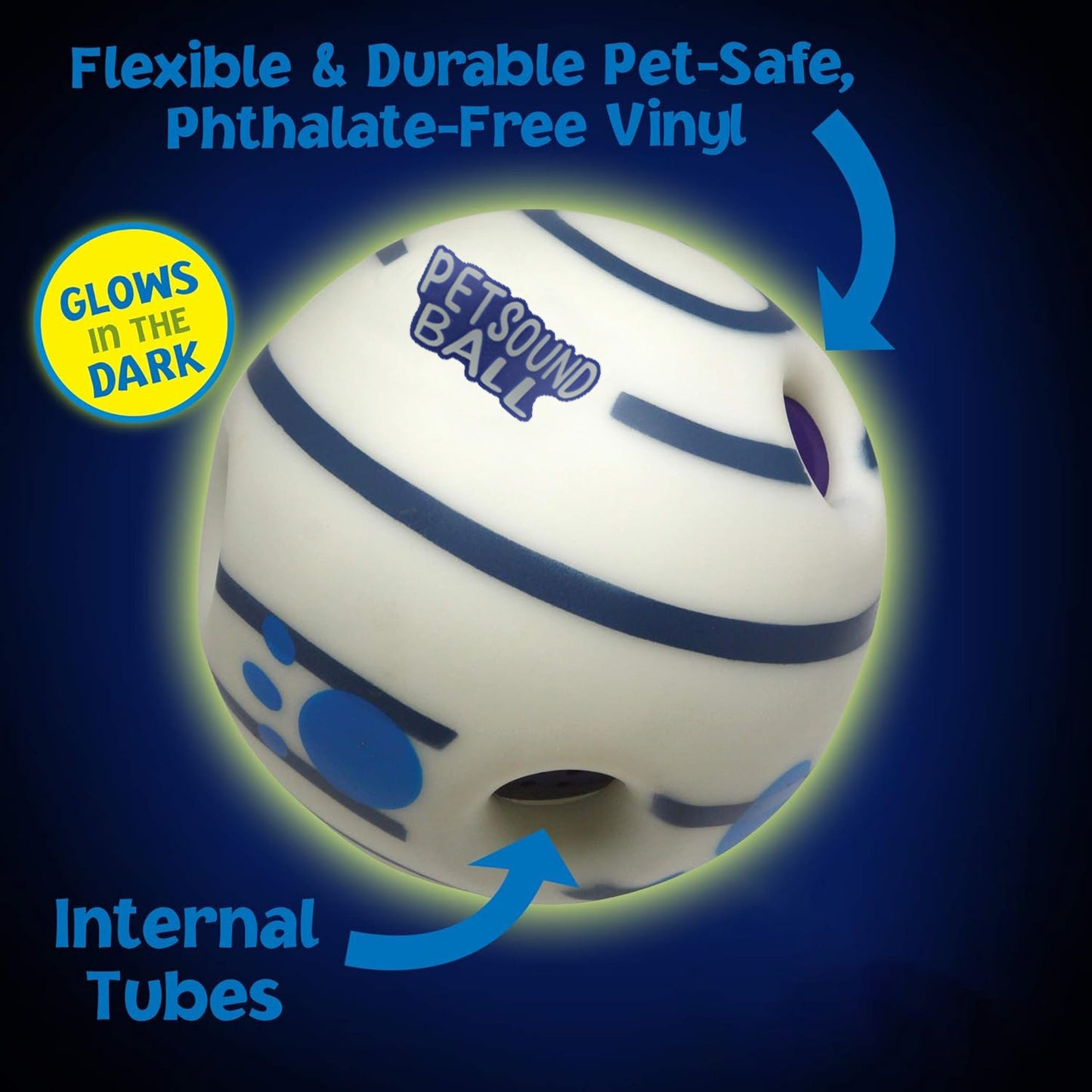 Interactive Sound-Making Ball Dog Toy - Durable Chew Toy for Pets, Glow in the Dark & Giggle Noise