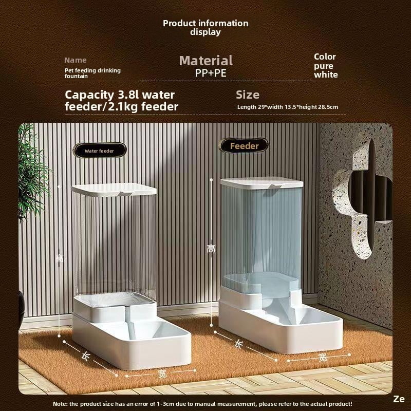 Automatic Cat & Dog Food Dispenser with Water Feeder - 3.8L Dual Pet Feeding Station