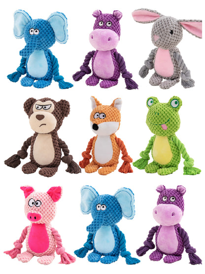 Plush Crinkle Squeaky Toy for Dogs - Durable Sound Play Toy with Animal Designs