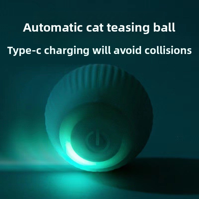 Automatic Smart Cat Teasing Ball ? LED Light Interactive Electric Toy | USB Rechargeable Motion Ball for Indoor Cats