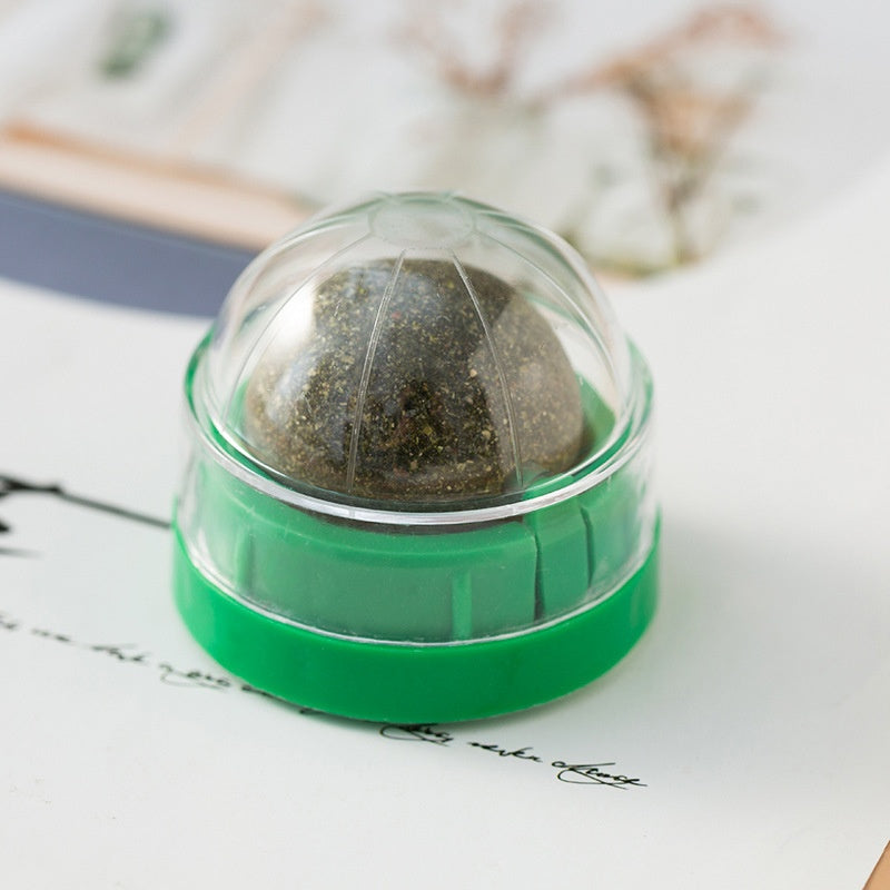 Rotating Catnip Ball Toy - Interactive Wall-Mounted Cat Treat for Play, Licking & Fun