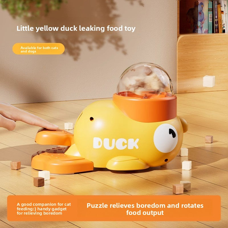 Interactive Duck-Shaped Pet Food Dispenser Toy for Cats & Dogs