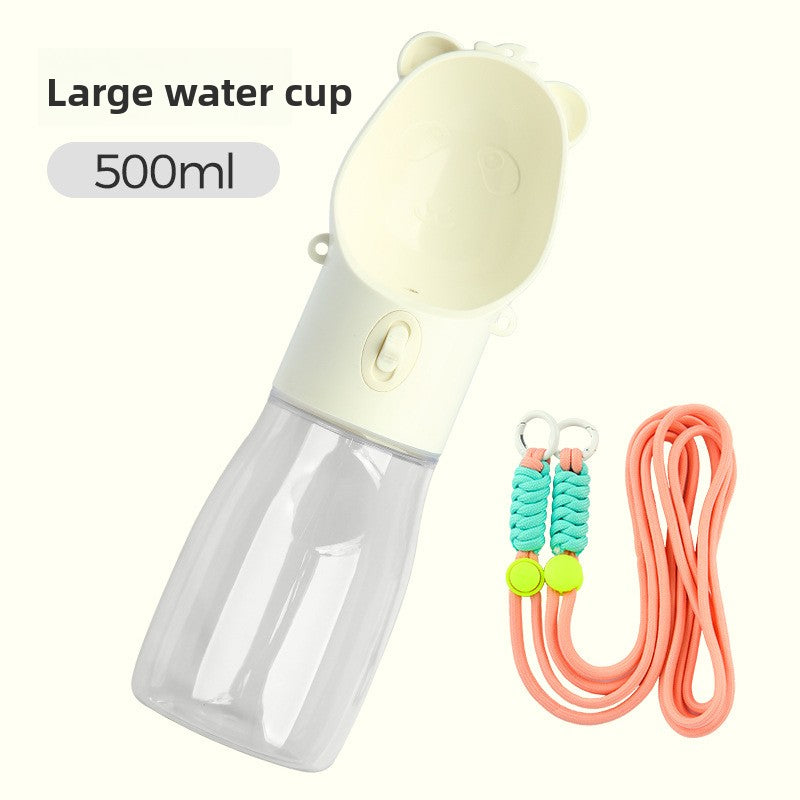 Portable Pet Water Bottle with Food Cup & Strap ? Leak-Proof Travel Dispenser for Dogs & Cats | Outdoor Walking Hydration Bottle