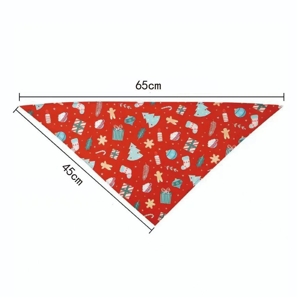 Christmas Pet Bandana Scarf with Cartoon Print ? Holiday Triangle Bib for Cats and Dogs