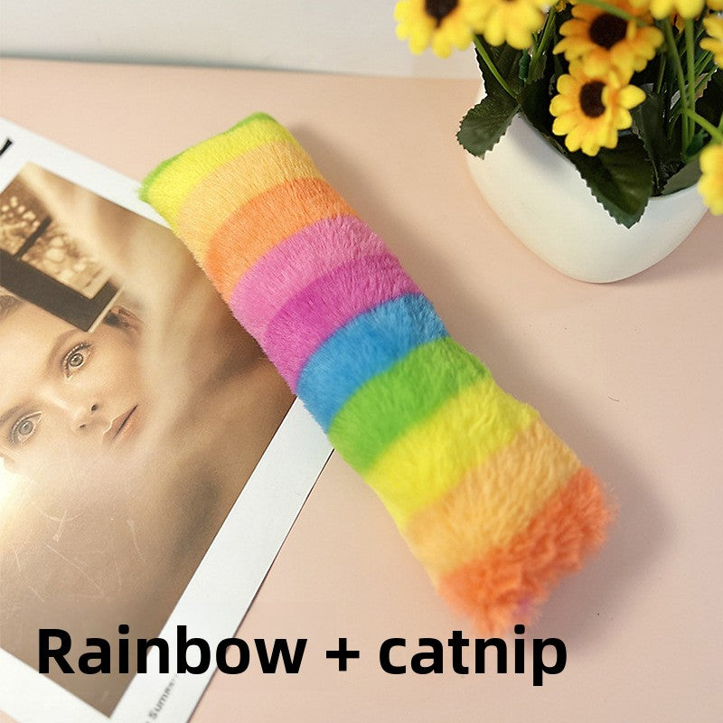 Soft Plush Cat Pillow Toy with Catnip & Crinkle Sound ? Fluffy Rattling Cat Kicker Pillow for Play, Chewing & Stress Relief