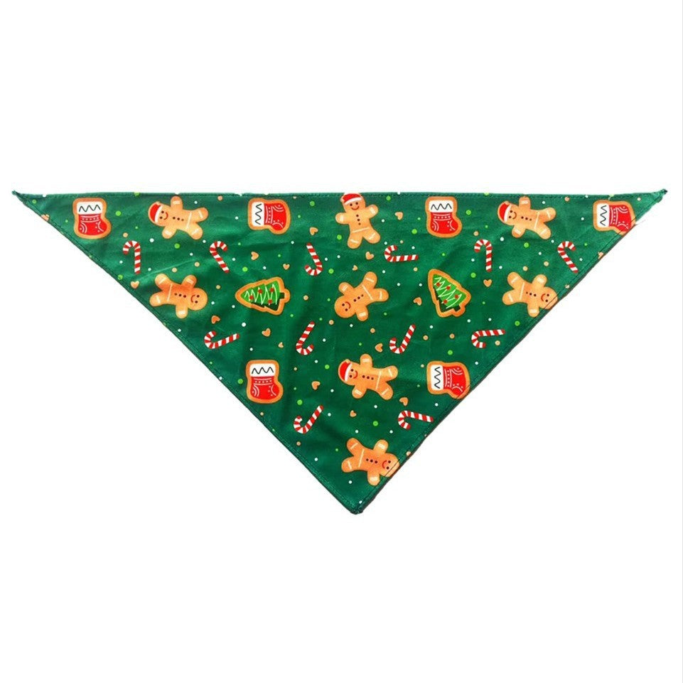 Christmas Pet Bandana Scarf with Cartoon Print ? Holiday Triangle Bib for Cats and Dogs